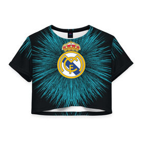 Женская футболка 3D укороченная с принтом Real Madrid 2018 Abstract в Курске, 100% полиэстер | круглая горловина, длина футболки до линии талии, рукава с отворотами | fc | real madrid | реал мадрид | спорт | спортивные | фк | футбол | футбольный клуб