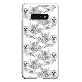 Чехол для Samsung S10E с принтом Owl with roses в Курске, Силикон | Область печати: задняя сторона чехла, без боковых панелей | Тематика изображения на принте: flowers | owl | owls | roses | розы | сова | совы | цветы