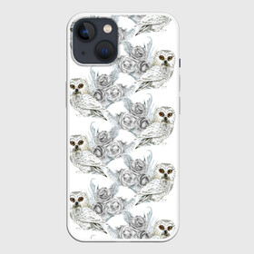 Чехол для iPhone 13 с принтом Owl with roses в Курске,  |  | Тематика изображения на принте: flowers | owl | owls | roses | розы | сова | совы | цветы