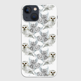 Чехол для iPhone 13 mini с принтом Owl with roses в Курске,  |  | Тематика изображения на принте: flowers | owl | owls | roses | розы | сова | совы | цветы