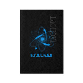 Обложка для паспорта матовая кожа с принтом Сталкер в Курске, натуральная матовая кожа | размер 19,3 х 13,7 см; прозрачные пластиковые крепления | game | stalker | игры | сталкер