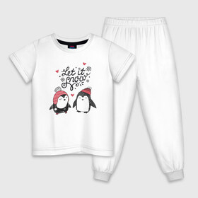 Детская пижама хлопок с принтом Пингвинчики в Курске, 100% хлопок |  брюки и футболка прямого кроя, без карманов, на брюках мягкая резинка на поясе и по низу штанин
 | зима | новый год | пингвин | подарок | рождество