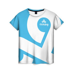 Женская футболка 3D с принтом cs:go - Cloud 9 (2018 Style) в Курске, 100% полиэфир ( синтетическое хлопкоподобное полотно) | прямой крой, круглый вырез горловины, длина до линии бедер | 0x000000123 | 9 | cloud9 | csgo | клауд | кс го