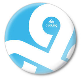 Значок с принтом cs:go - Cloud 9 (2018 Style) в Курске,  металл | круглая форма, металлическая застежка в виде булавки | Тематика изображения на принте: 0x000000123 | 9 | cloud9 | csgo | клауд | кс го