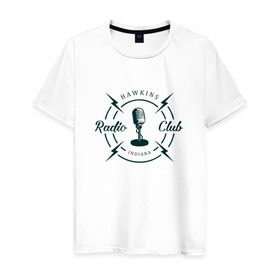 Мужская футболка хлопок с принтом Hawkins radio club в Курске, 100% хлопок | прямой крой, круглый вырез горловины, длина до линии бедер, слегка спущенное плечо. | stranger things | логотип | триллер