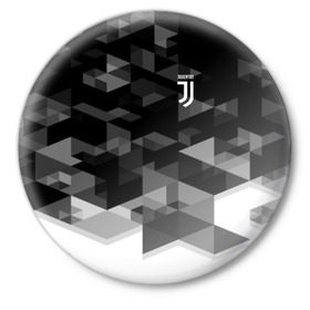 Значок с принтом Juventus 2018 Geometry Sport в Курске,  металл | круглая форма, металлическая застежка в виде булавки | Тематика изображения на принте: fc | juventus | спорт | спортивные | фк | футбол | футбольный клуб | ювентус