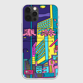 Чехол для iPhone 12 Pro с принтом Токио в Курске, силикон | область печати: задняя сторона чехла, без боковых панелей | азия | буквы | вывески | иероглифы | кислота | мегаполис | неон | неонуар | флуо | япония | яркий