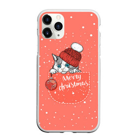 Чехол для iPhone 11 Pro матовый с принтом Кошка в кармане в Курске, Силикон |  | Тематика изображения на принте: зима | кот | новый год | подарок | рождество