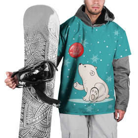 Накидка на куртку 3D с принтом Мишка и шарик в Курске, 100% полиэстер |  | зима | медведь | новый год | подарок | рождество