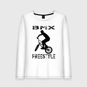 Женский лонгслив хлопок с принтом BMX FreeStyle в Курске, 100% хлопок |  | bmx | freestyle | велик | велосипед | трюки | экстрим