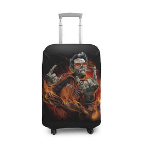 Чехол для чемодана 3D с принтом Адский гитарист в Курске, 86% полиэфир, 14% спандекс | двустороннее нанесение принта, прорези для ручек и колес | Тематика изображения на принте: гитара | гитарист | музыка | музыкант