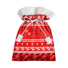 Подарочный 3D мешок с принтом Праздничный Depeche Mode в Курске, 100% полиэстер | Размер: 29*39 см | depeche mode | вестник моды | депеш мод | дэйв гаан | мартин гор | новогодний | новый год | праздник | рождество | роза | снежинки | энди флетчер