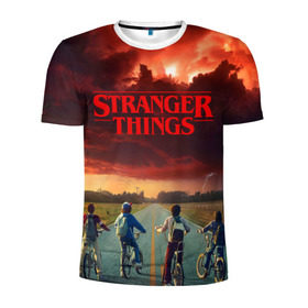 Мужская футболка 3D спортивная с принтом Stranger Things в Курске, 100% полиэстер с улучшенными характеристиками | приталенный силуэт, круглая горловина, широкие плечи, сужается к линии бедра | stranger things | очень странные дела