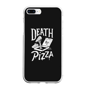 Чехол для iPhone 7Plus/8 Plus матовый с принтом Death By Pizza в Курске, Силикон | Область печати: задняя сторона чехла, без боковых панелей | рука | скелет | умереть от пицы