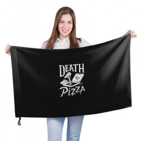 Флаг 3D с принтом Death By Pizza в Курске, 100% полиэстер | плотность ткани — 95 г/м2, размер — 67 х 109 см. Принт наносится с одной стороны | рука | скелет | умереть от пицы