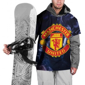 Накидка на куртку 3D с принтом Manchester United в Курске, 100% полиэстер |  | manchester | manchester united | mu | дым | манчестер | манчестер юнайтед | мю | футбол