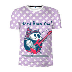 Мужская футболка 3D спортивная с принтом Hard rock owl в Курске, 100% полиэстер с улучшенными характеристиками | приталенный силуэт, круглая горловина, широкие плечи, сужается к линии бедра | гитара | гитарист | музыка | музыкант