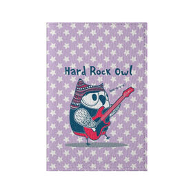 Обложка для паспорта матовая кожа с принтом Hard rock owl в Курске, натуральная матовая кожа | размер 19,3 х 13,7 см; прозрачные пластиковые крепления | гитара | гитарист | музыка | музыкант