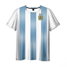 Мужская футболка 3D с принтом Аргентина ЧМ 2018 в Курске, 100% полиэфир | прямой крой, круглый вырез горловины, длина до линии бедер | Тематика изображения на принте: cup | fifa | world | мира | мундиаль | россия | чемпионат