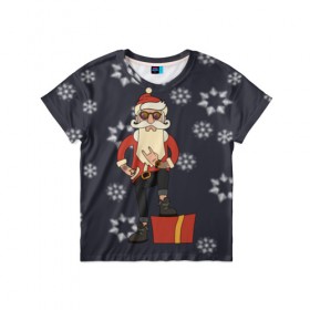 Детская футболка 3D с принтом Santa hipster в Курске, 100% гипоаллергенный полиэфир | прямой крой, круглый вырез горловины, длина до линии бедер, чуть спущенное плечо, ткань немного тянется | 