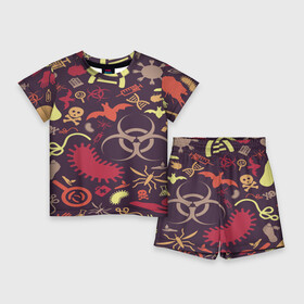 Детский костюм с шортами 3D с принтом Био pattern в Курске,  |  | biohazard | bombing | pattern | биоматериал | бомбинг | молекулы | радиация | текстуры | узор