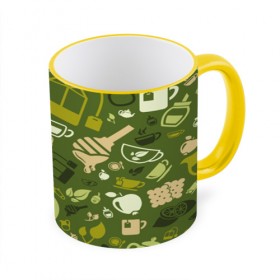 Кружка 3D с принтом Tea pattern в Курске, керамика | ёмкость 330 мл | Тематика изображения на принте: bombing | pattern | tea | бомбинг | листья | напиток | текстуры | узор | чай