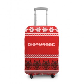 Чехол для чемодана 3D с принтом Праздничный Disturbed в Курске, 86% полиэфир, 14% спандекс | двустороннее нанесение принта, прорези для ручек и колес | disturbed | встревоженные | джон мойер | дистёрбд | дэвид дрейман | дэн дониган | майк венгрен | новогодний | новый год | праздник | рождество