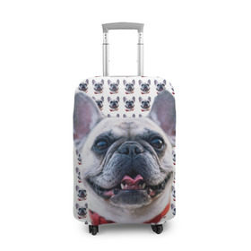 Чехол для чемодана 3D с принтом Французский бульдог в Курске, 86% полиэфир, 14% спандекс | двустороннее нанесение принта, прорези для ручек и колес | Тематика изображения на принте: бульдог | бульдожка | пес | песик | собака | французский бульдог