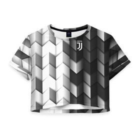 Женская футболка 3D укороченная с принтом Juventus 2018 Geometry Sport в Курске, 100% полиэстер | круглая горловина, длина футболки до линии талии, рукава с отворотами | Тематика изображения на принте: fc | juventus | спорт | спортивные | фк | футбол | футбольный клуб | ювентус