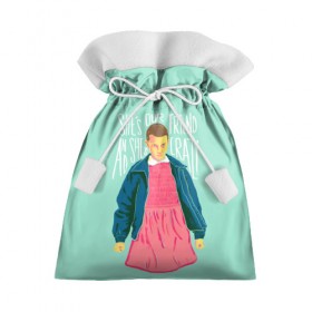 Подарочный 3D мешок с принтом She`s our friend в Курске, 100% полиэстер | Размер: 29*39 см | eleven | strange things | stranger things | демогоргон | одиннадцать | странные дела