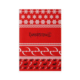Обложка для паспорта матовая кожа с принтом Праздничный Evanescence в Курске, натуральная матовая кожа | размер 19,3 х 13,7 см; прозрачные пластиковые крепления | evanescence | альтернативный | готик | группа | джен маджура | знак | исчезновение | красный | метал | надпись | новогодний | новый год | ню | праздник | рождество | рок | снежинки | тим маккорд