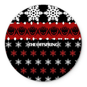 Коврик для мышки круглый с принтом Праздничный The Offspring в Курске, резина и полиэстер | круглая форма, изображение наносится на всю лицевую часть | the offspring | офспринг | оффспринг | рок
