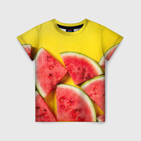 Детская футболка 3D с принтом арбуз в Курске, 100% гипоаллергенный полиэфир | прямой крой, круглый вырез горловины, длина до линии бедер, чуть спущенное плечо, ткань немного тянется | Тематика изображения на принте: berry | food | fruit | health | rest | summer | vegan | vegetarianism | vitamins | watermelon | арбуз | веган | вегетарианство | витамины | еда | здоровье | лето | отдых | фрукты | ягода