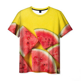 Мужская футболка 3D с принтом арбуз в Курске, 100% полиэфир | прямой крой, круглый вырез горловины, длина до линии бедер | Тематика изображения на принте: berry | food | fruit | health | rest | summer | vegan | vegetarianism | vitamins | watermelon | арбуз | веган | вегетарианство | витамины | еда | здоровье | лето | отдых | фрукты | ягода