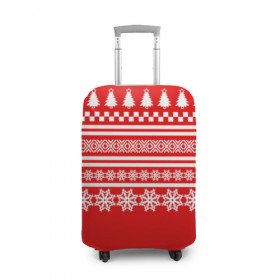 Чехол для чемодана 3D с принтом Праздничный Свитер в Курске, 86% полиэфир, 14% спандекс | двустороннее нанесение принта, прорези для ручек и колес | happy new year | елка | линии | новогодние | новый год | свитер | снежинки