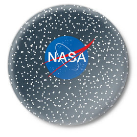 Значок с принтом NASA в Курске,  металл | круглая форма, металлическая застежка в виде булавки | nasa | star | звезды | космос | наса