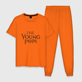 Мужская пижама хлопок с принтом The young pope в Курске, 100% хлопок | брюки и футболка прямого кроя, без карманов, на брюках мягкая резинка на поясе и по низу штанин
 | Тематика изображения на принте: young pope | джуд лоу | молодой папа