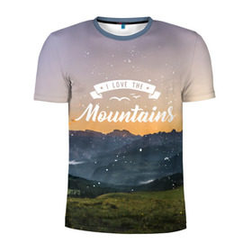 Мужская футболка 3D спортивная с принтом я люблю горы в Курске, 100% полиэстер с улучшенными характеристиками | приталенный силуэт, круглая горловина, широкие плечи, сужается к линии бедра | Тематика изображения на принте: 