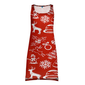 Платье-майка 3D с принтом Символика рождества в Курске, 100% полиэстер | полуприлегающий силуэт, широкие бретели, круглый вырез горловины, удлиненный подол сзади. | new year | елка | новогодний | новый год | рождество | снег | снежинки