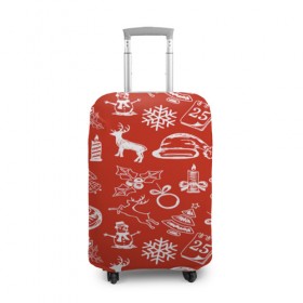 Чехол для чемодана 3D с принтом Символика рождества в Курске, 86% полиэфир, 14% спандекс | двустороннее нанесение принта, прорези для ручек и колес | new year | елка | новогодний | новый год | рождество | снег | снежинки