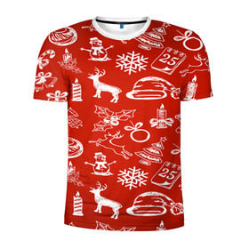 Мужская футболка 3D спортивная с принтом Символика рождества в Курске, 100% полиэстер с улучшенными характеристиками | приталенный силуэт, круглая горловина, широкие плечи, сужается к линии бедра | new year | елка | новогодний | новый год | рождество | снег | снежинки