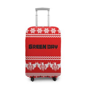 Чехол для чемодана 3D с принтом Праздничный Green Day в Курске, 86% полиэфир, 14% спандекс | двустороннее нанесение принта, прорези для ручек и колес | green day | билли джо армстронг | грин дей | зелёный день | майк дёрнт | тре кул