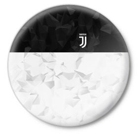 Значок с принтом Juventus 2018 Black and White в Курске,  металл | круглая форма, металлическая застежка в виде булавки | Тематика изображения на принте: fc | juventus | спорт | спортивные | фк | футбол | футбольный клуб | ювентус