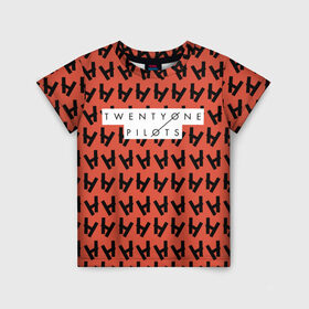 Детская футболка 3D с принтом Twenty One Pilots Red в Курске, 100% гипоаллергенный полиэфир | прямой крой, круглый вырез горловины, длина до линии бедер, чуть спущенное плечо, ткань немного тянется | Тематика изображения на принте: rock | twenty one pilots | рок группа