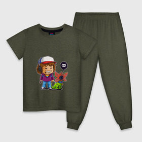 Детская пижама хлопок с принтом Stranger Things в Курске, 100% хлопок |  брюки и футболка прямого кроя, без карманов, на брюках мягкая резинка на поясе и по низу штанин
 | dustin | stranger things | очень странные дела