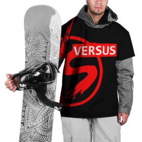 Накидка на куртку 3D с принтом VERSUS BATTLE RED в Курске, 100% полиэстер |  | battle | versus | батл | версус