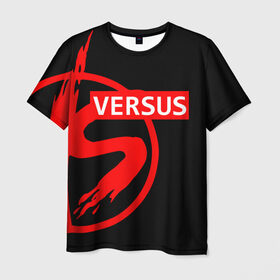 Мужская футболка 3D с принтом VERSUS BATTLE RED в Курске, 100% полиэфир | прямой крой, круглый вырез горловины, длина до линии бедер | Тематика изображения на принте: battle | versus | батл | версус
