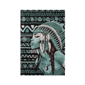 Обложка для паспорта матовая кожа с принтом Девушка индеец в Курске, натуральная матовая кожа | размер 19,3 х 13,7 см; прозрачные пластиковые крепления | Тематика изображения на принте: beautiful | body art | braids | feathers | fringe | girl | indian | mohawk | ornament | pendant | profile | бахрома | боди арт | девушка индеец | ирокез | косы | кулон | орнамент | перья | профиль