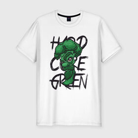 Мужская футболка премиум с принтом Брокколи Hardcore Green в Курске, 92% хлопок, 8% лайкра | приталенный силуэт, круглый вырез ворота, длина до линии бедра, короткий рукав | beard | broccoli | vegan | vegeterian | борода | брокколи | веган | вегетарианец | вегетарианство | зеленый | овощ | персонаж | слоган | усы