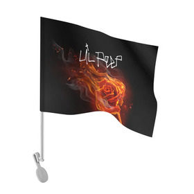 Флаг для автомобиля с принтом Надпись LiL PEEP в Курске, 100% полиэстер | Размер: 30*21 см | lil peep | лил пип | огонь | роза